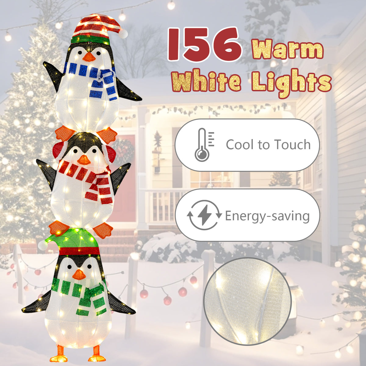 Lighted Penguins Decoration, Warm White Lights, Cute Hats, Multicolor Christmas Decor & Accessories at Gallery Canada