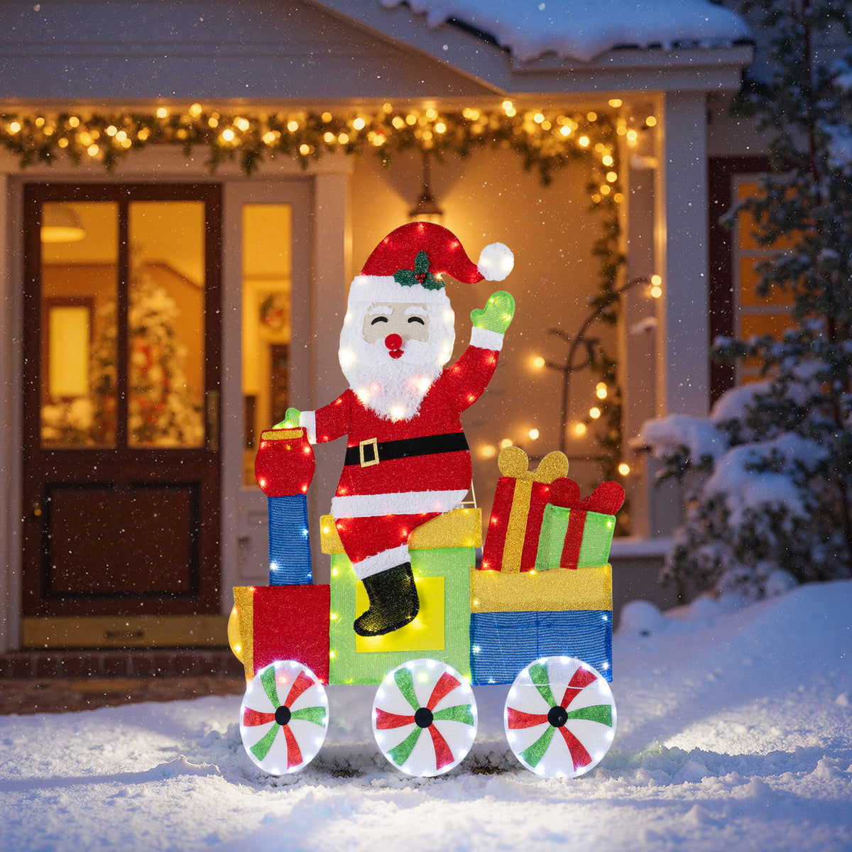 LED Santa On Train Christmas Decoration, Multicolor Christmas Decor & Accessories at Gallery Canada