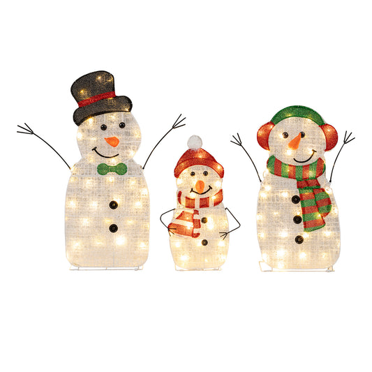 Lighted Snowman Family Christmas Decoration, 3-Piece Pre-Lit 2D Set, Multicolor Christmas Decor & Accessories Multicolor at Gallery Canada