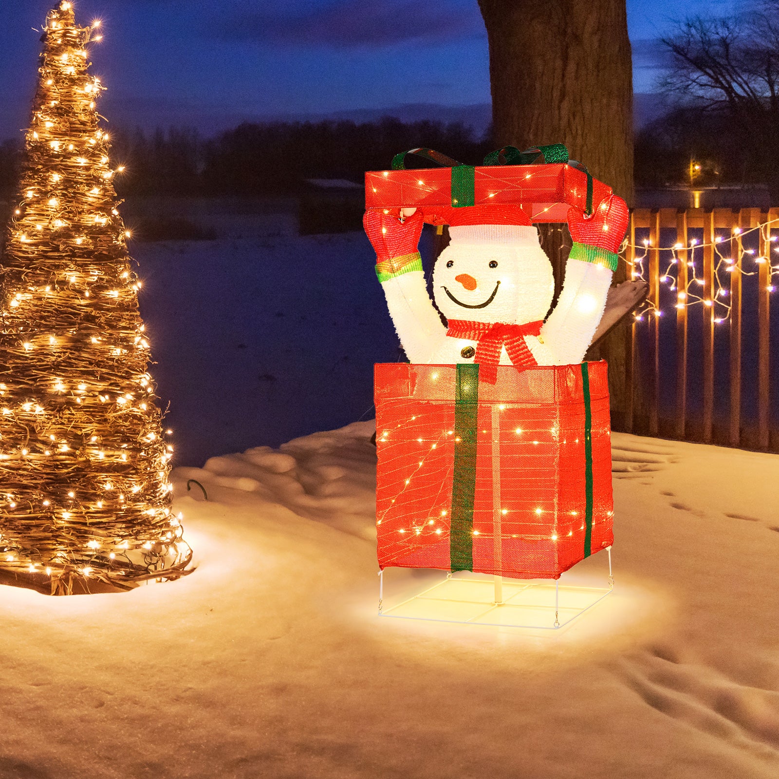 Lighted Snowman In Gift Box Christmas Decoration Christmas Inflatables at Gallery Canada