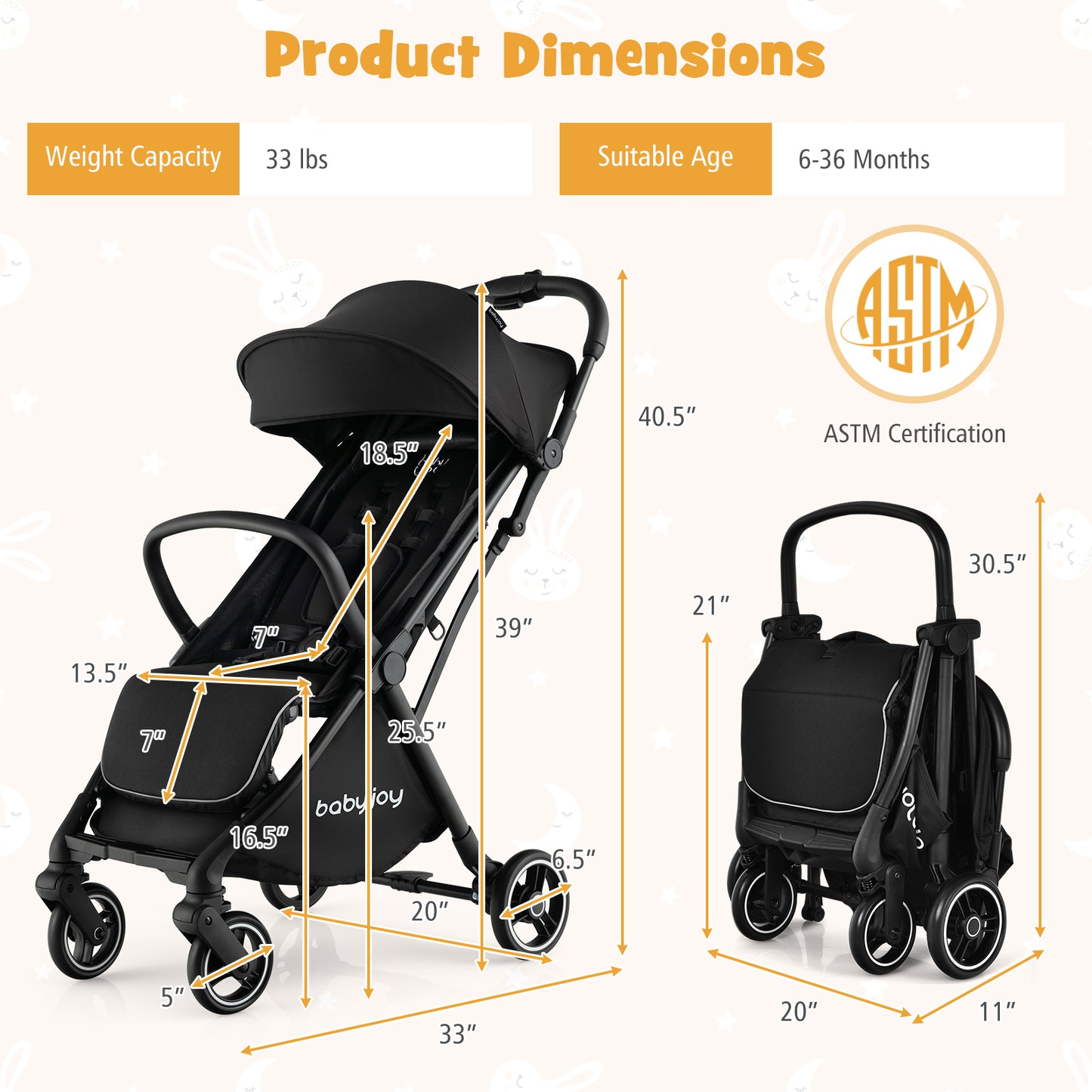 Lightweight Compact Travel Stroller, Airplane Cabin, Black Baby Strollers at Gallery Canada