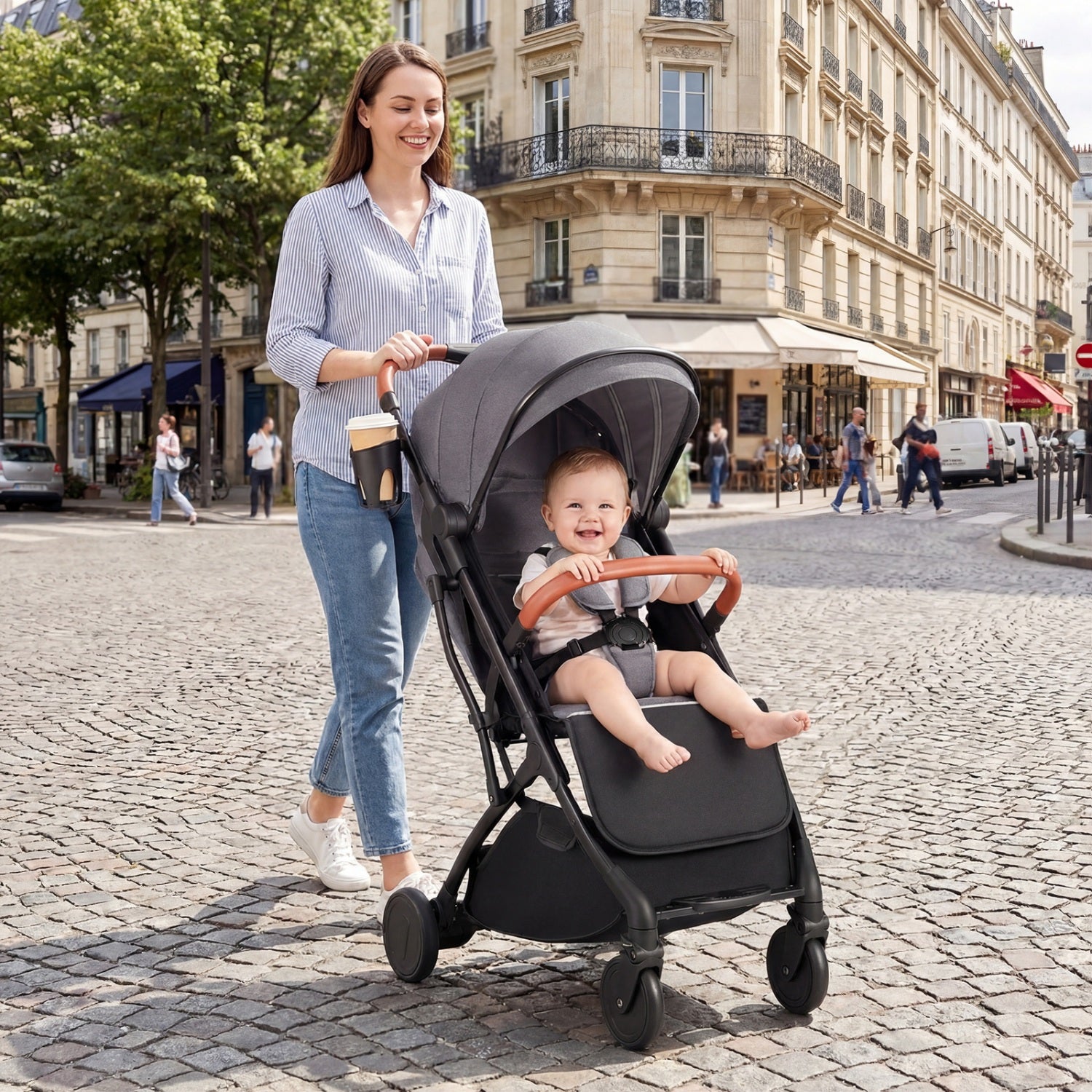 Compact Baby Stroller, One-Hand Fold, Gray Baby Strollers at Gallery Canada