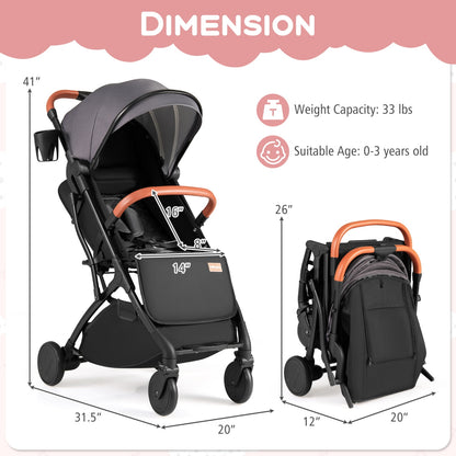 Compact Baby Stroller, One-Hand Fold, Gray Baby Strollers at Gallery Canada
