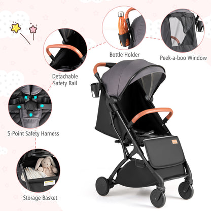 Compact Baby Stroller, One-Hand Fold, Gray Baby Strollers at Gallery Canada