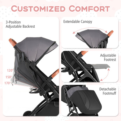 Compact Baby Stroller, One-Hand Fold, Gray Baby Strollers at Gallery Canada