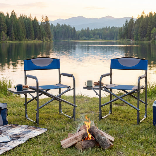 Folding Camping Chair With Side Table, Blue Camping Furniture Blue at Gallery Canada