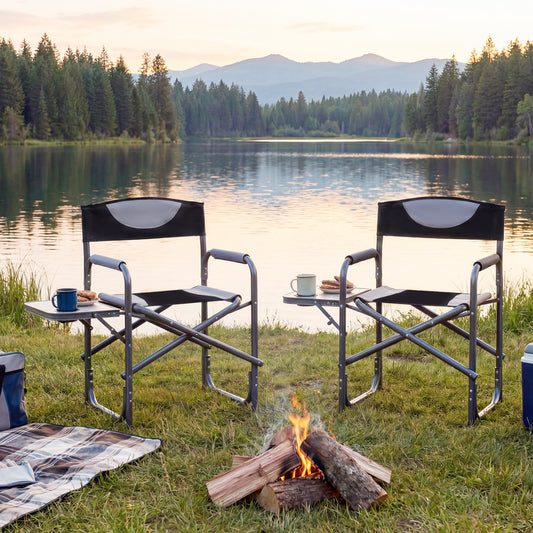 Lightweight Folding Camping Chair With Side Table, Black Camping Furniture Black at Gallery Canada