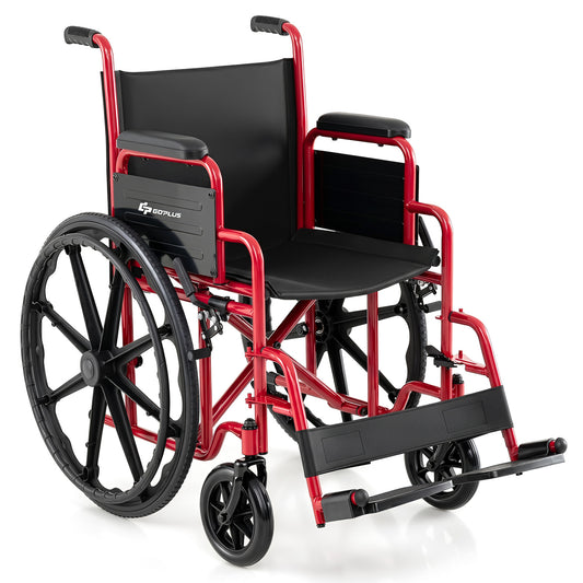Folding Wheelchair for Adults, Swing-Away Footrest, Red Walkers & Rollators Red at Gallery Canada