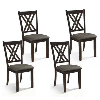 Linen Fabric Wooden Dining Chair Set Of 4, Gray Dining Chairs Gray at Gallery Canada