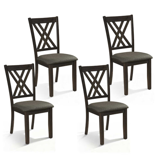 Linen Fabric Wooden Dining Chair Set Of 4, Gray