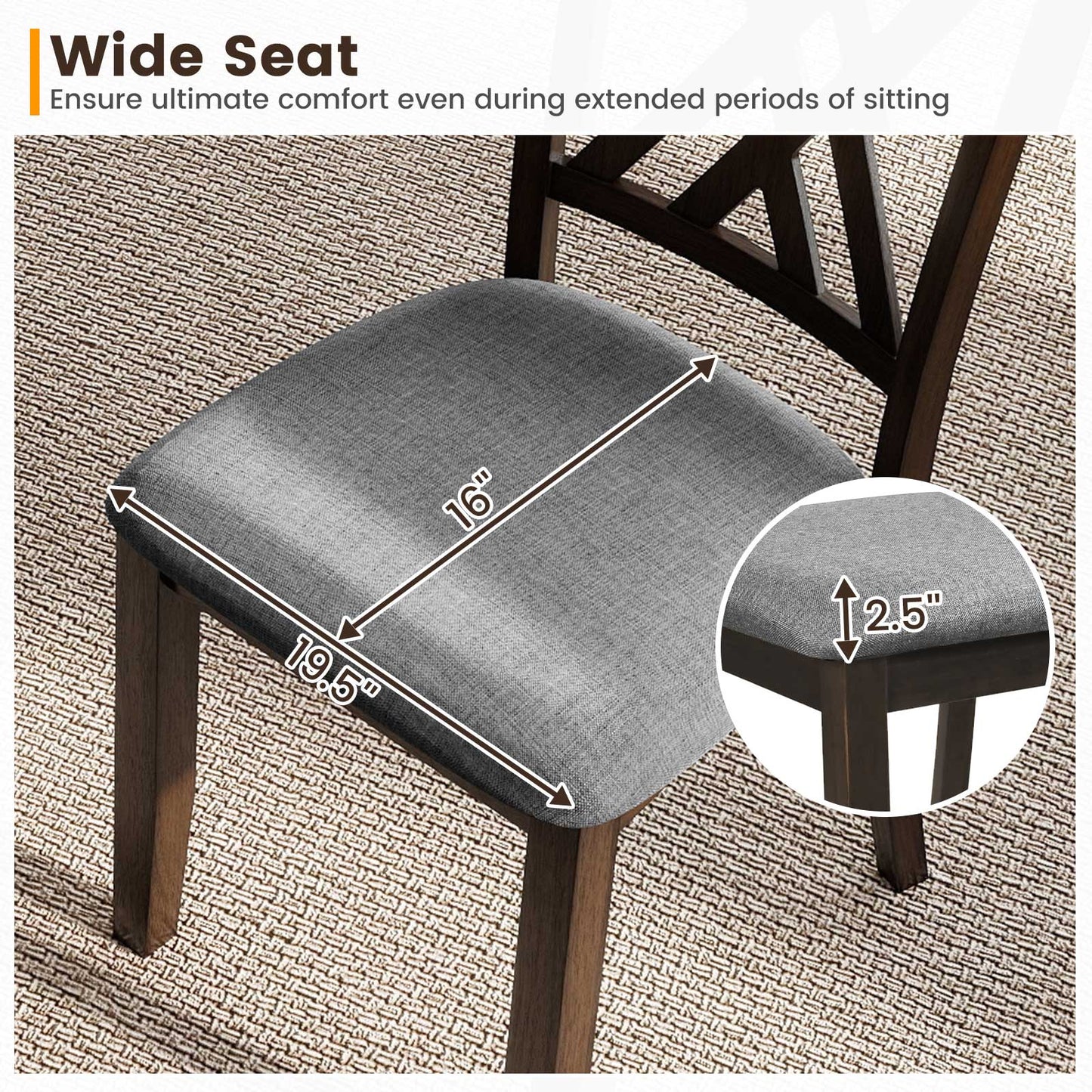 Linen Fabric Wooden Dining Chair Set Of 4, Gray Dining Chairs at Gallery Canada