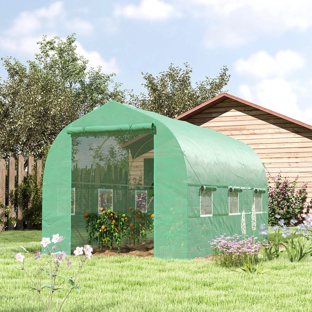 6.6' x 11' x 7' Walk-In Greenhouse, Steel Frame, Green Walk In Greenhouses at Gallery Canada