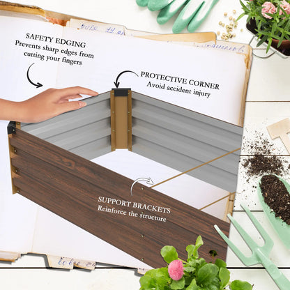 8'x2'x1' Galvanized Raised Bed, Elevated Planter Box, Dark Brown Raised Garden Beds at Gallery Canada