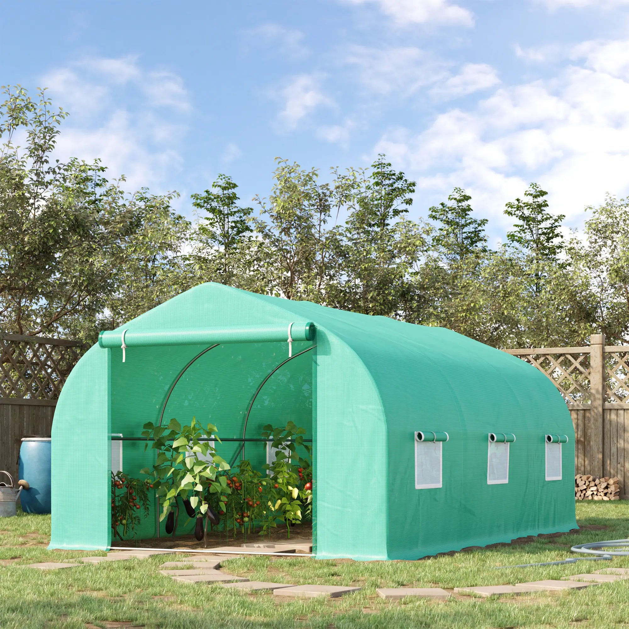 15' x 10' x 7' Walk-In Greenhouse, Steel Frame, Roll Up Door, Green Walk In Greenhouses at Gallery Canada