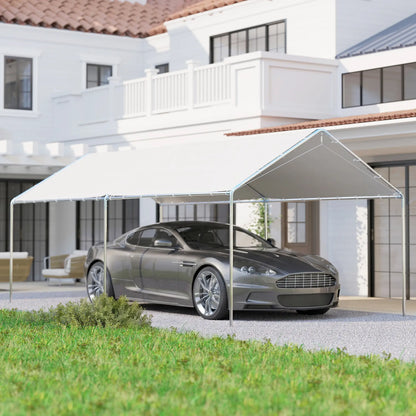 10' x 20' Heavy Duty Galvanized Carport Canopy, Anchor Kit, White Car Shelters at Gallery Canada