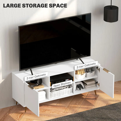 TV Stand for 55 Inch TV, Modern Cabinet with 2 Shelves, 2 Cabinets, White TV Stands at Gallery Canada