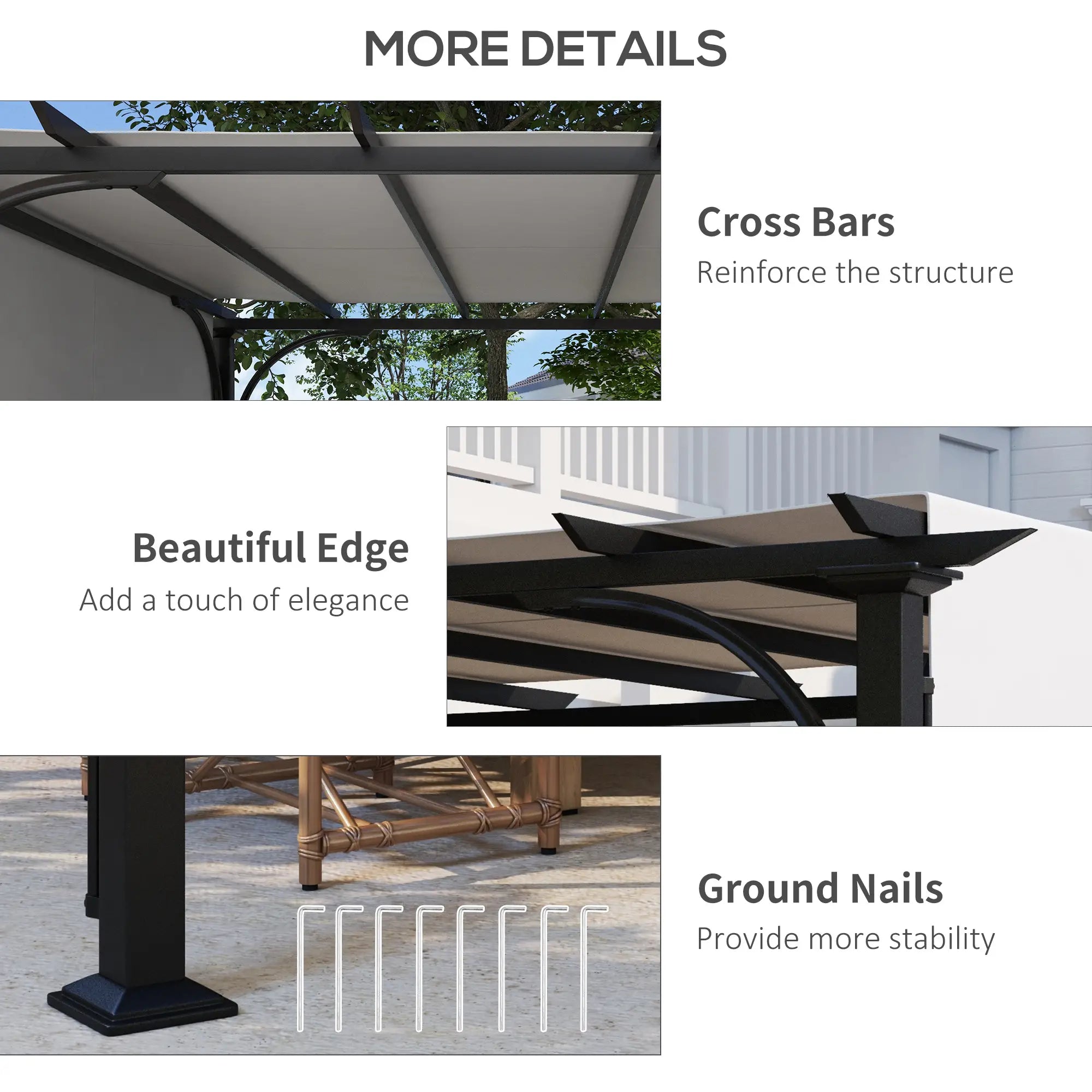 10' x 10' Outdoor Pergola, Steel Frame, White Pergolas at Gallery Canada