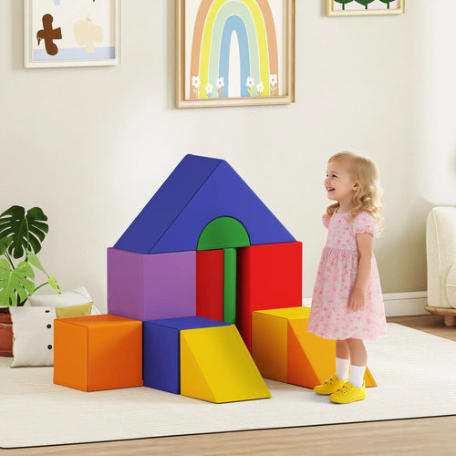 11 Piece Soft Play Blocks, Kids Climb Crawl Gym, Foam Building, Light Color