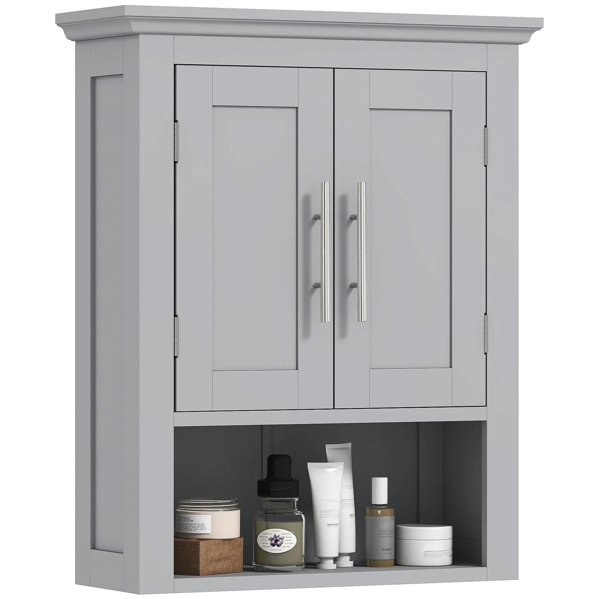 Bathroom Wall Cabinet, Medicine Storage with Shelf, Grey Wall Mounted Cabinets Grey at Gallery Canada
