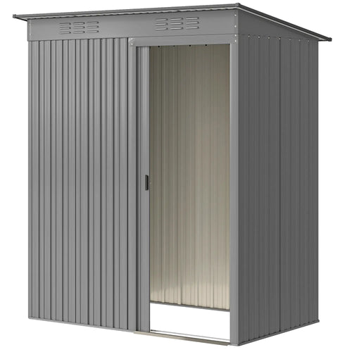 5.2' x 3.5' Metal Garden Shed, Easy Assembly, Light Grey