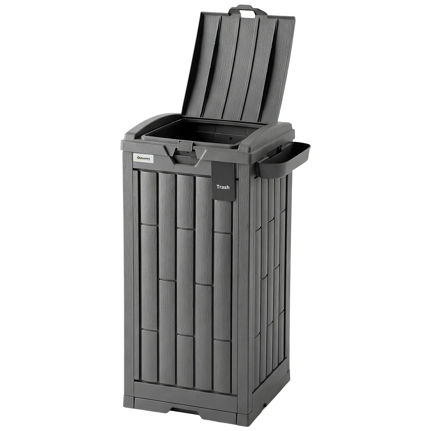 29 Gallon Outdoor Garbage Bin, Dual Lid, Ashtray Drip Tray, Grey Garden Accessories Grey at Gallery Canada