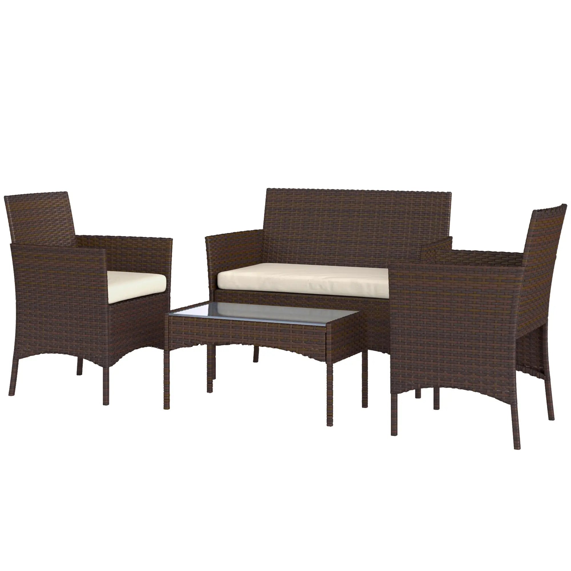 Wicker Outdoor Balcony Furniture Set, 4 Pieces, Rattan Patio, Beige Patio Furniture Sets Beige, Brown at Gallery Canada
