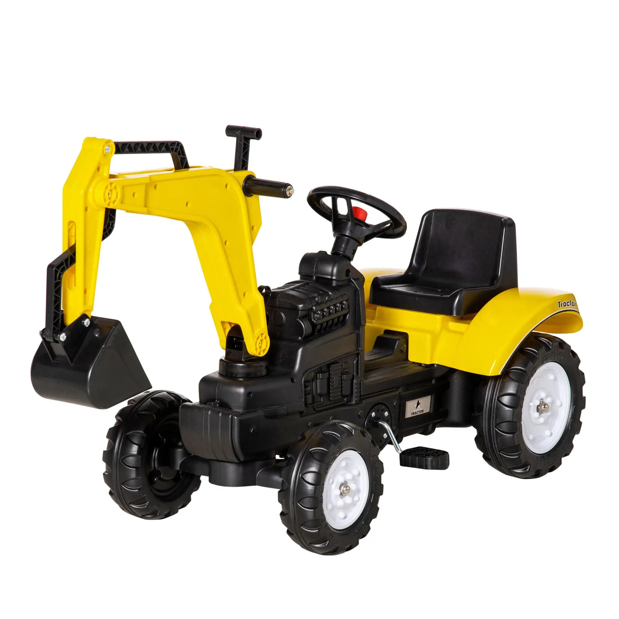 Kids Ride on Tractor, Pedal Excavator Toy for 3 Year Old, Yellow Toy Excavators at Gallery Canada