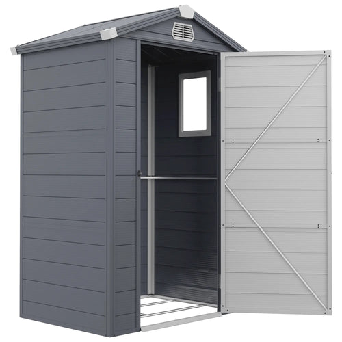 4.4' X 3.3' Plastic Garden Storage Shed, Grey