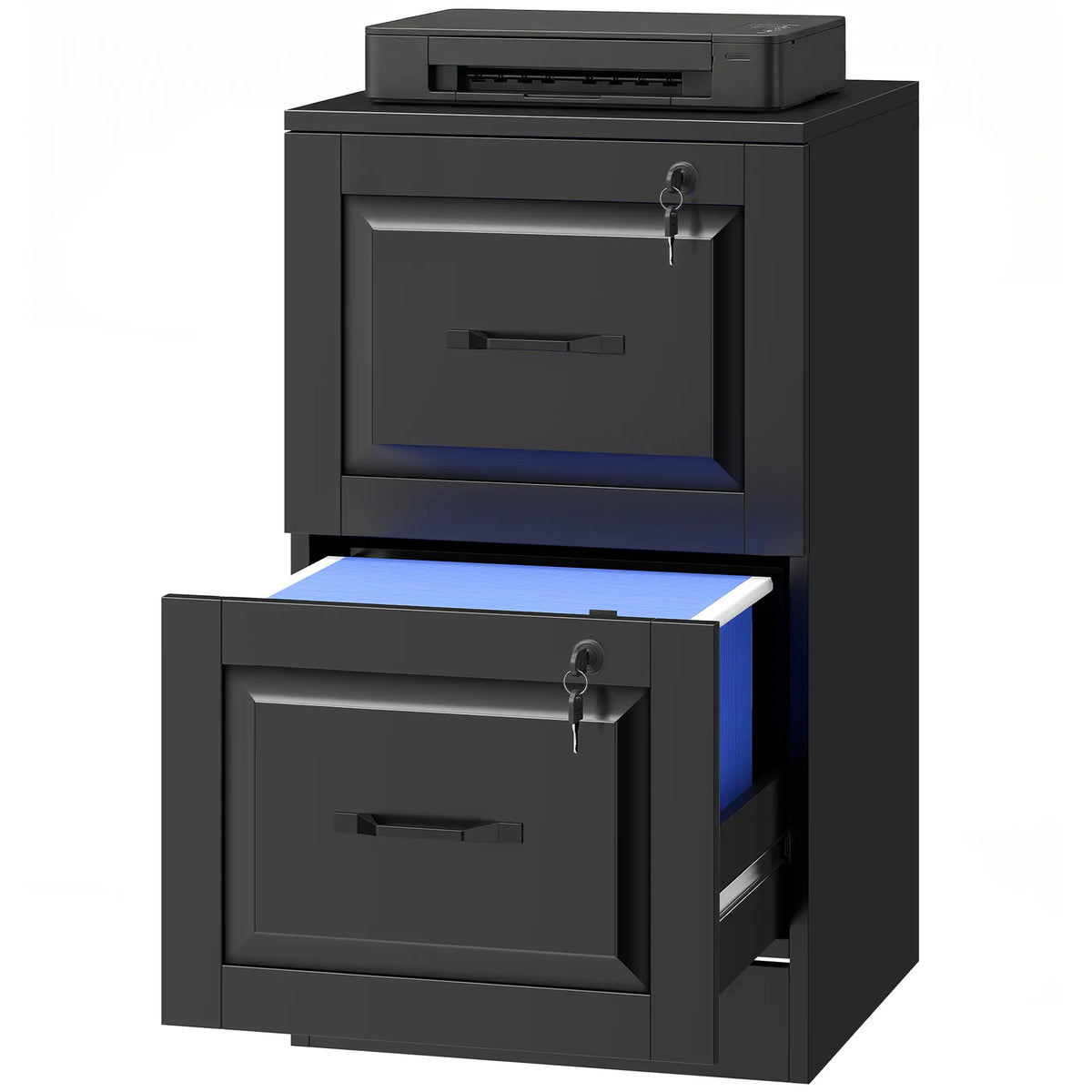 2 Drawer File Cabinet With Lock, Vertical Filing Cabinet, Black Office Cabinets & Cupboards Black at Gallery Canada