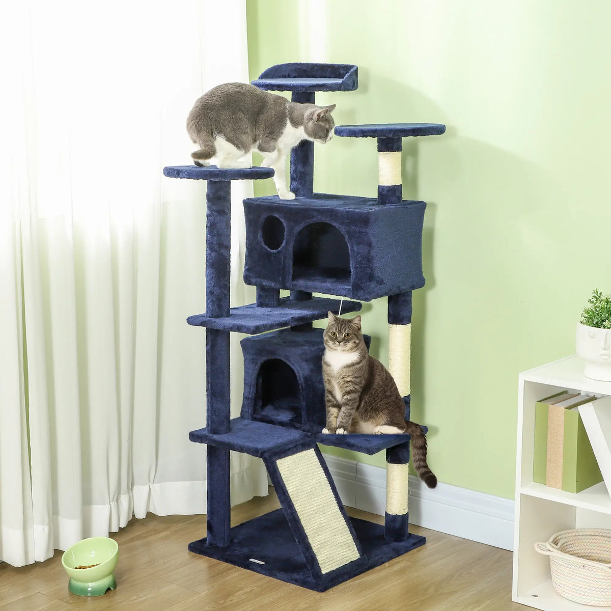 54" Cat Tree, Multi-Level Tower, Scratching Posts, Condos, Bed, Dark Blue Cat Towers at Gallery Canada
