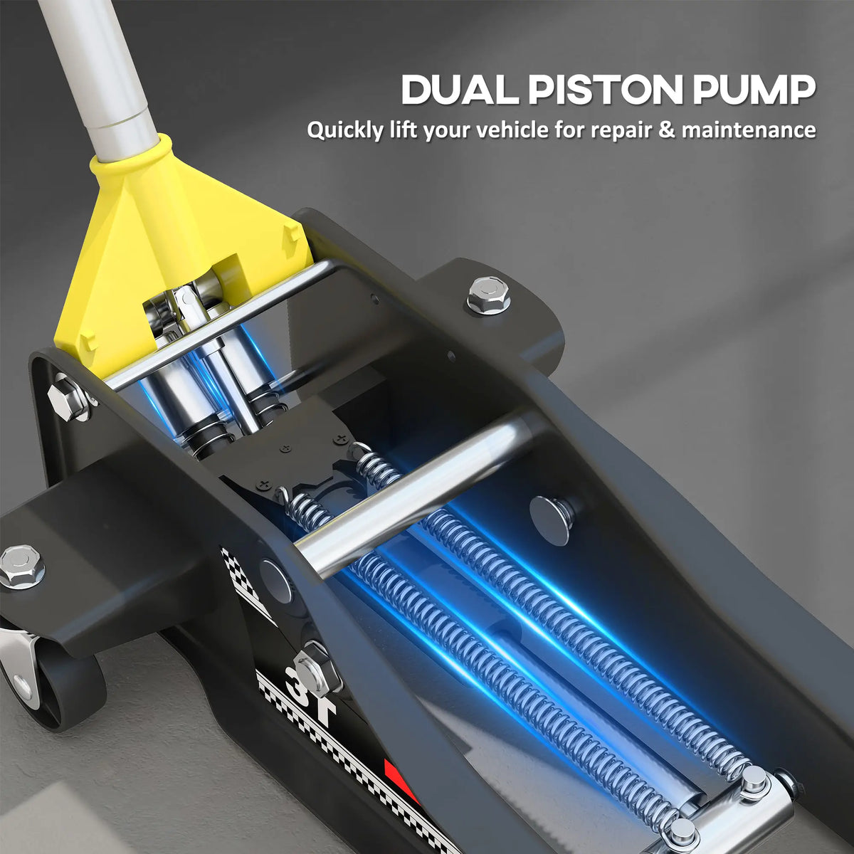 3 Ton Hydraulic Low Profile Trolley Floor Jack, Dual Piston Pump, 3-19.6in Automotive at Gallery Canada