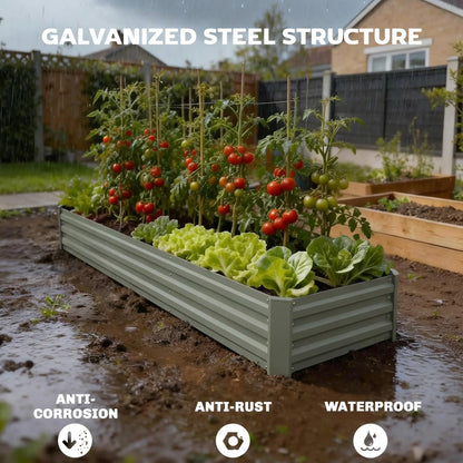8'x2'x1' Galvanized Raised Bed, Large Elevated Planter Box, Galvanized Galvanized Planter Boxes at Gallery Canada