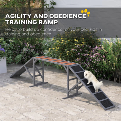 Dog Agility Ramp With Safety Bar, Non-Slip Surface, Gray Dog Agility Training Equipment at Gallery Canada