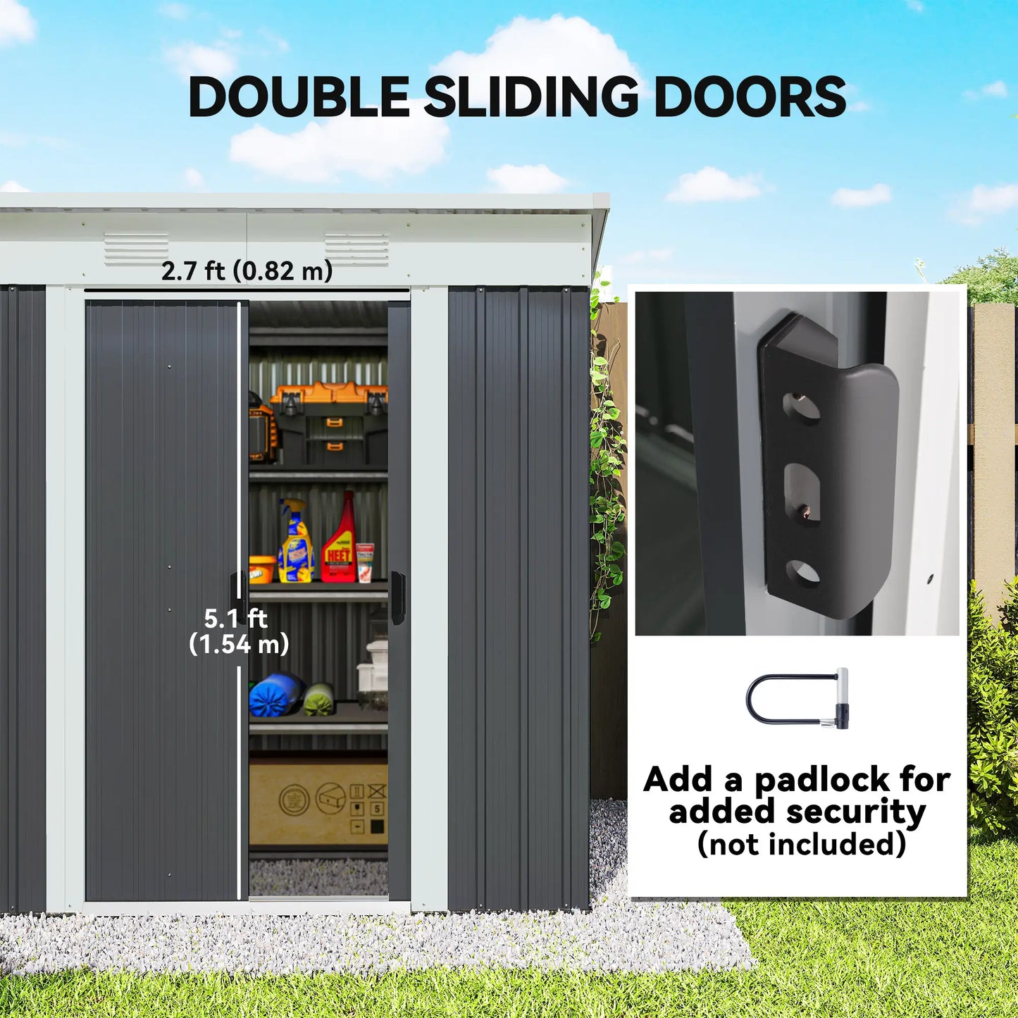 6' x 4' Metal Outdoor Storage Shed, Garden Tool Organizer, Charcoal Grey Sheds at Gallery Canada