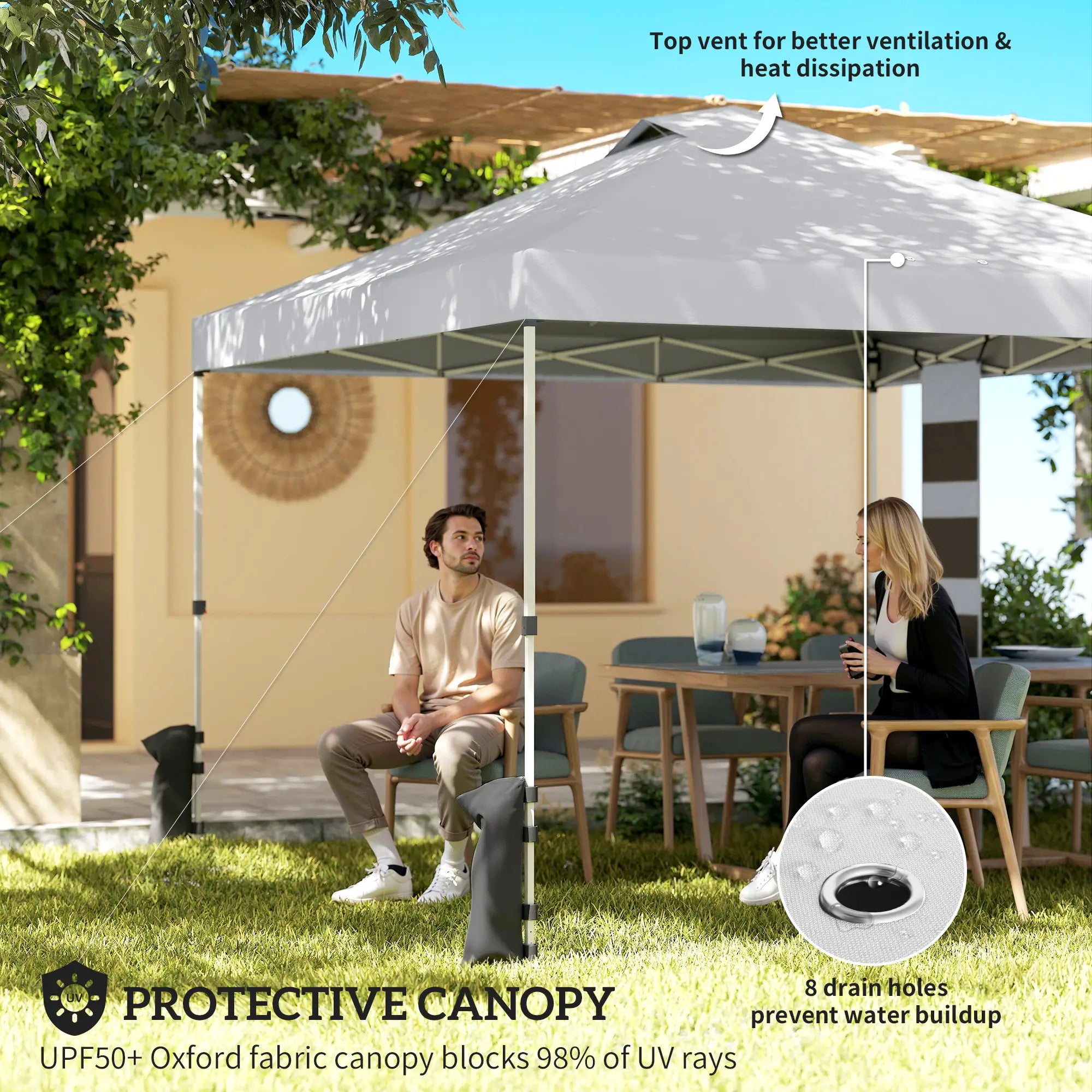 9.6 x 9.6 ft Pop Up Canopy Tent, UPF 50+, Sandbags, Wheeled Bag Pop Up Canopies at Gallery Canada