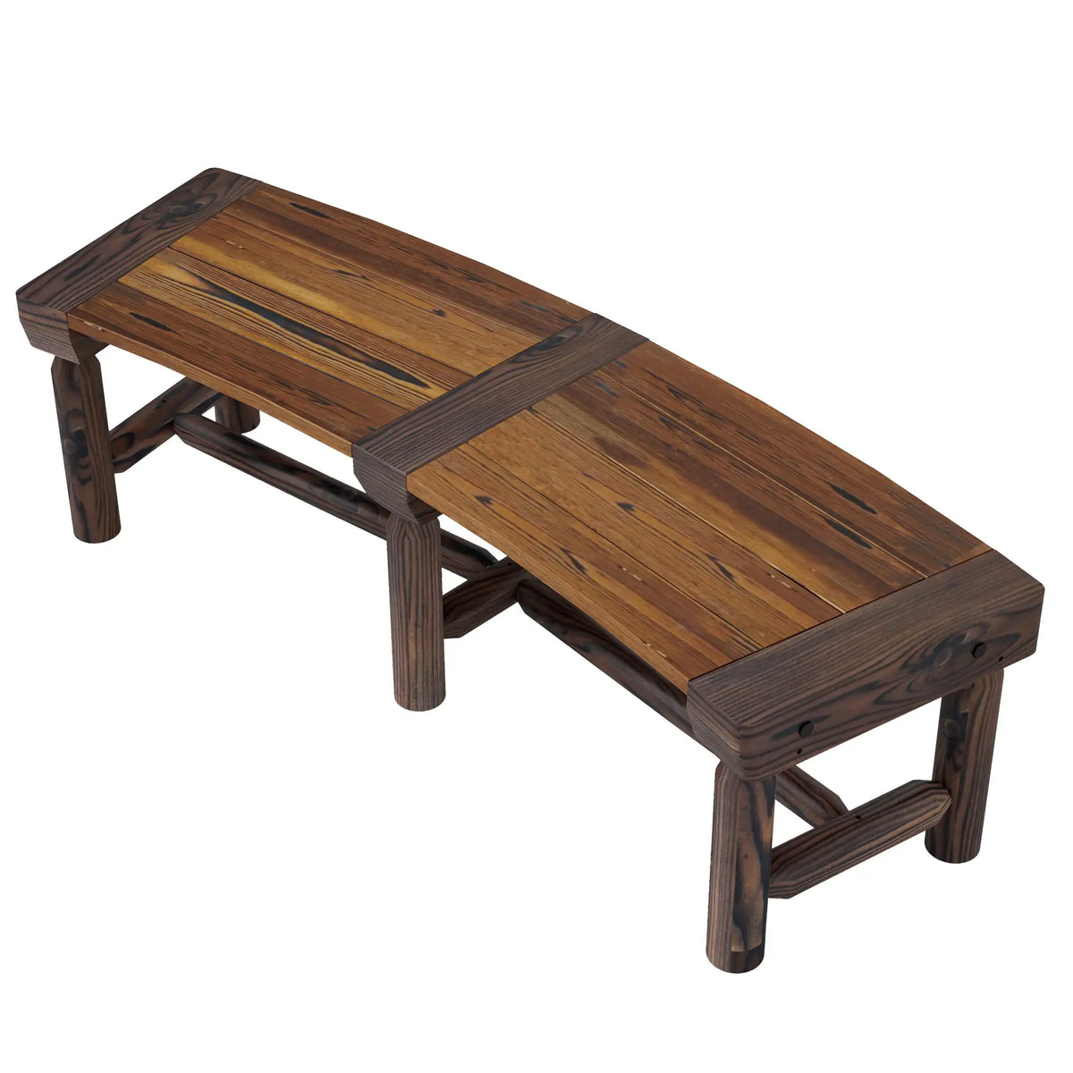 Wooden Outdoor Tree Bench, Slatted Seat, 60in, Brown Outdoor Benches Brown at Gallery Canada