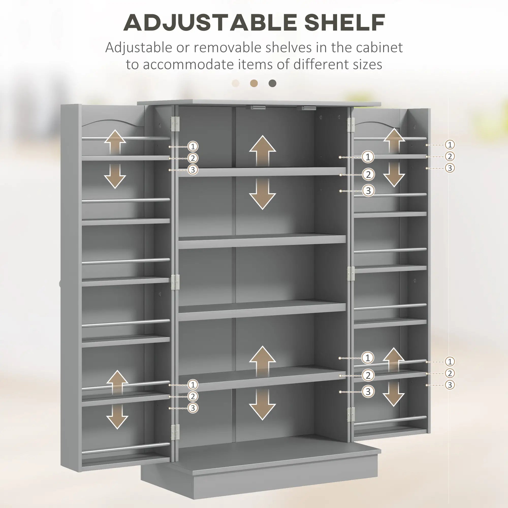 41 Storage Cabinet, 2-Door Kitchen Pantry, 5-Tier Shelving, Grey Kitchen Pantry Cabinets at Gallery Canada