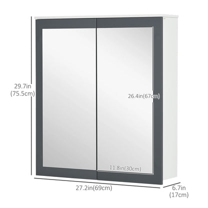 Wall Mounted Bathroom Mirror Cabinet, Double Doors, Adjustable Shelves, White Mirror Medicine Cabinets at Gallery Canada