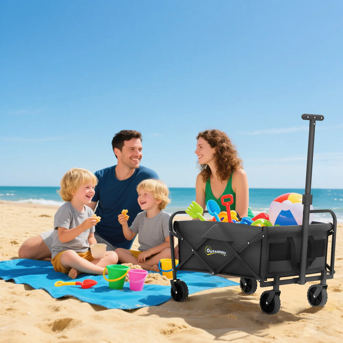 Collapsible Folding Garden Cart, Heavy Duty, Universal Wheels, Adjustable Handle, Black Folding Garden Carts at Gallery Canada