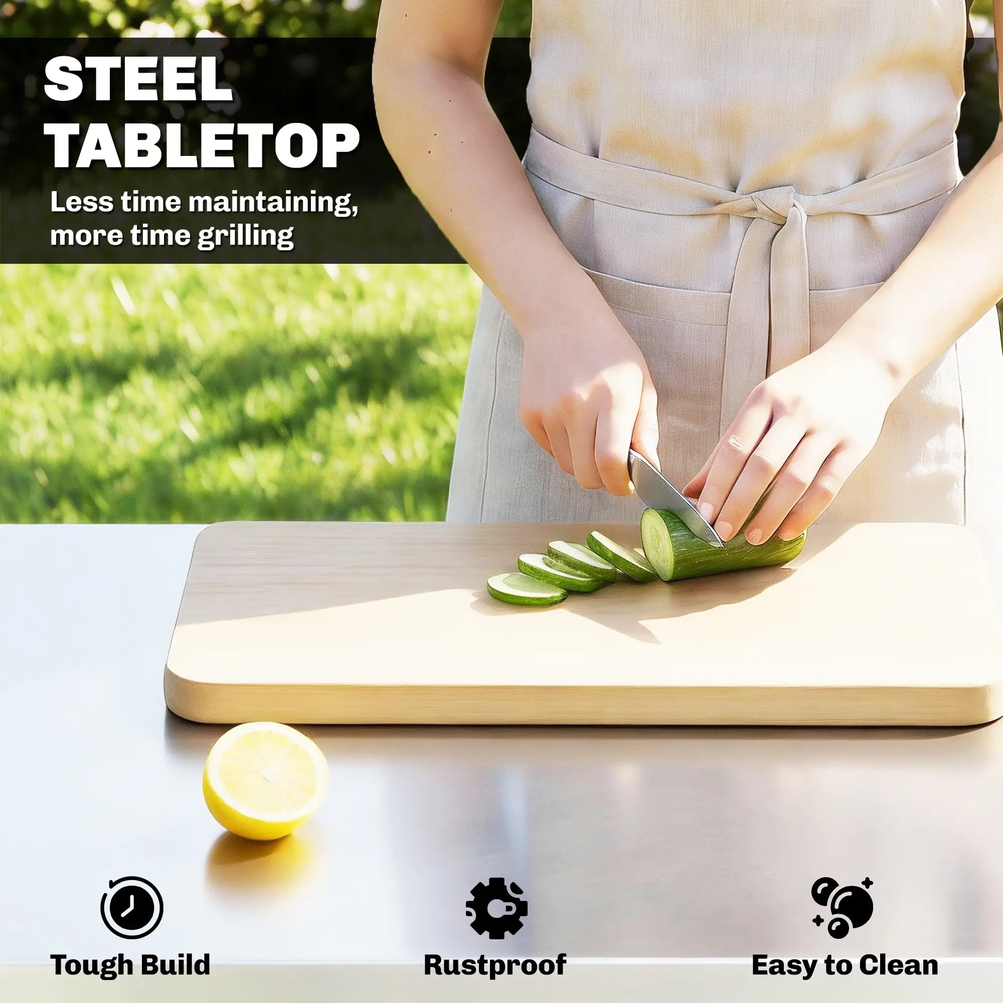 Outdoor Grill Cart, Stainless Steel Tabletop, Pizza Oven Stand, Lockable Wheels Outdoor Grill Carts at Gallery Canada