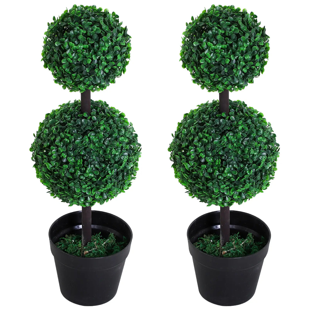 Artificial Topiary Tree Set, 2 Ball Design, Home Office Decor, Dark Green Artificial Trees Dark Green, Jet Black at Gallery Canada