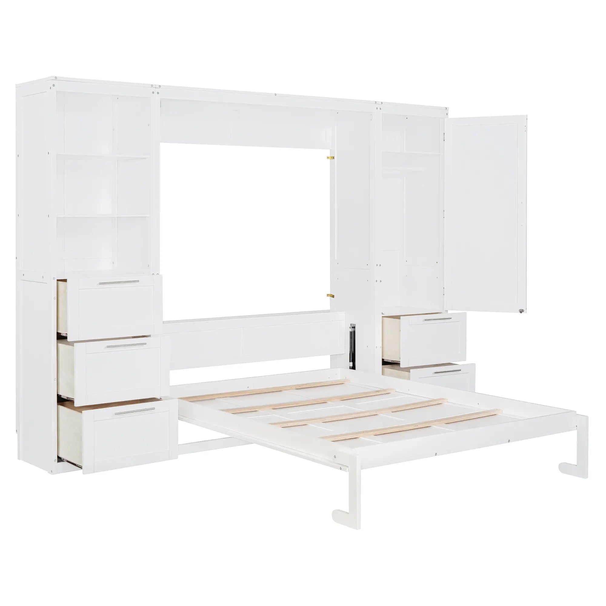 Murphy Bed with Storage, Space-Saving Wall Bed, 120
