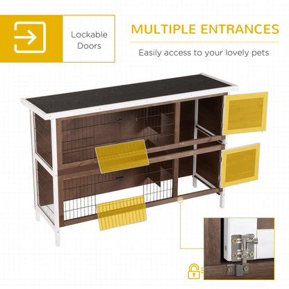 2 Tier Wooden Rabbit Hutch, Bunny Pet House, Brown Rabbit Hutch at Gallery Canada