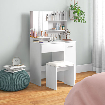 Vanity Set with Mirror, Stool, Storage Drawer, White Dressing & Vanity Tables at Gallery Canada