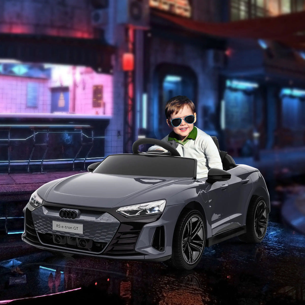 12V Ride-On Car With Remote Control, 3.1 MPH, Grey Electric Toy Cars at Gallery Canada
