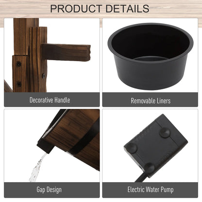 Outdoor Waterfall Fountain With Pump, Natural Wood Wishing Well, 22.5x22.5x47.25 Water Fountains at Gallery Canada