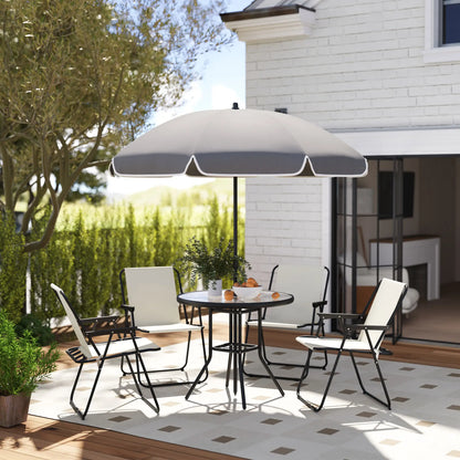 6 Piece Patio Dining Set, Glass Table, Folding Chairs, Cream White Outdoor Dining Sets at Gallery Canada