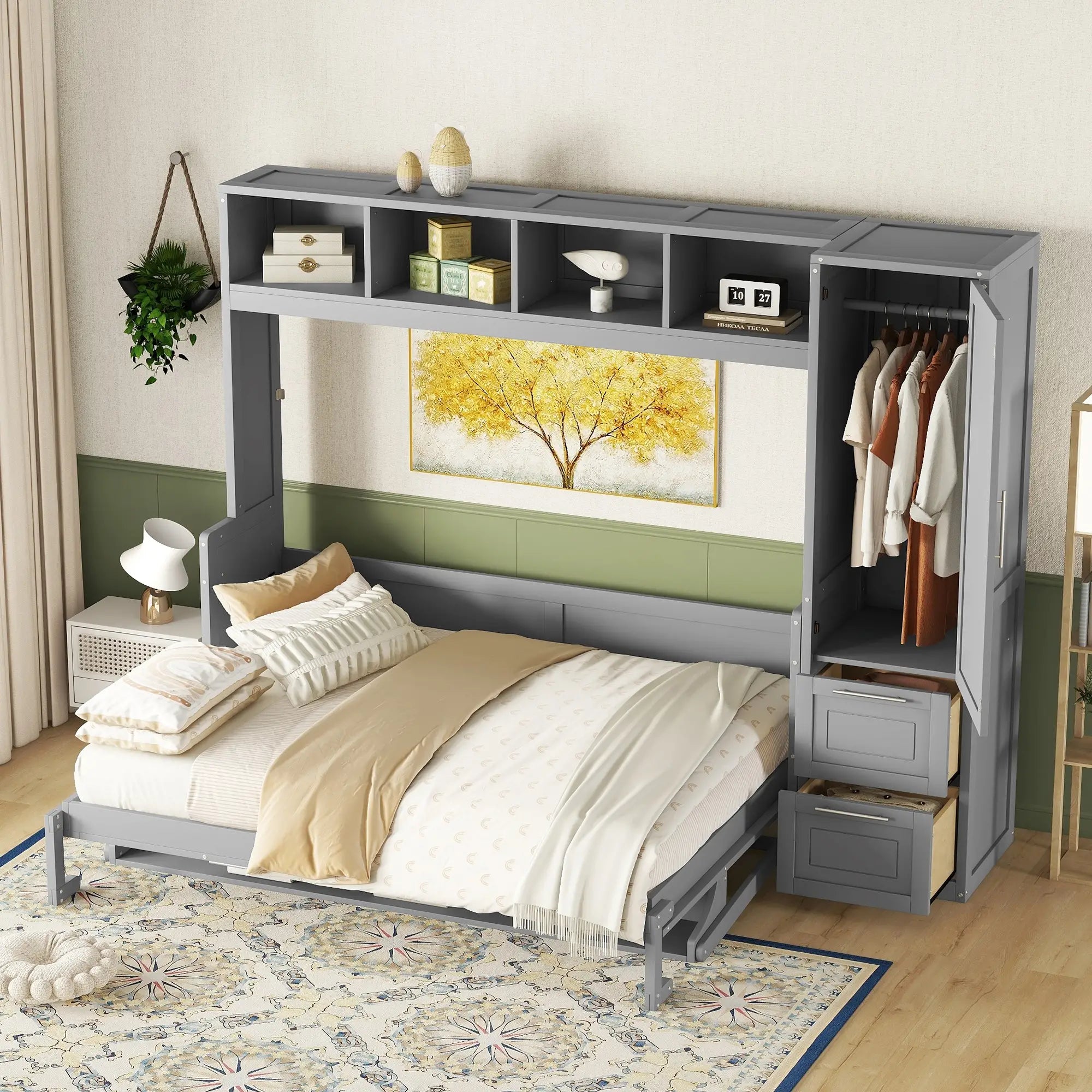 Murphy Bed with Closet, Drawers, 112