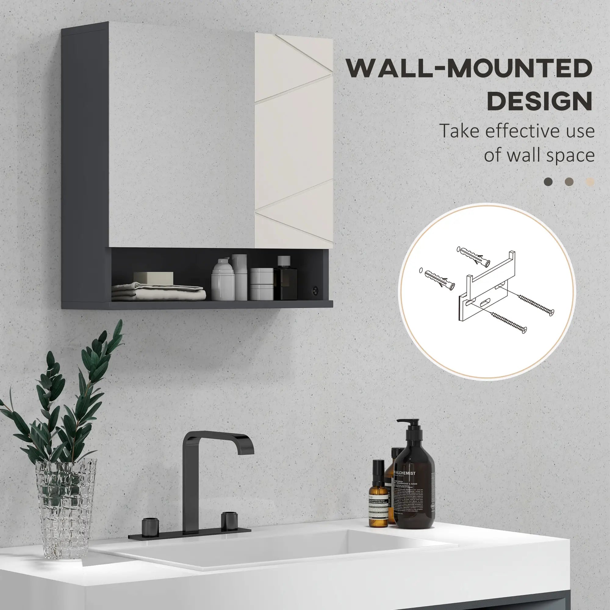 Wall Mounted Medicine Cabinet, Mirrored Door, Adjustable Shelf, Light Grey Mirror Medicine Cabinets at Gallery Canada