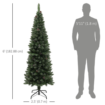 6ft Artificial Pencil Christmas Tree, 618 Branches, Pinecones, Metal Stand Pencil Christmas Trees at Gallery Canada